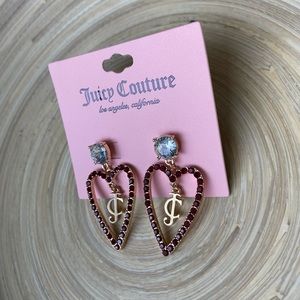 NWT, Juicy Couture Crystal Dangle Heart Post Earrings